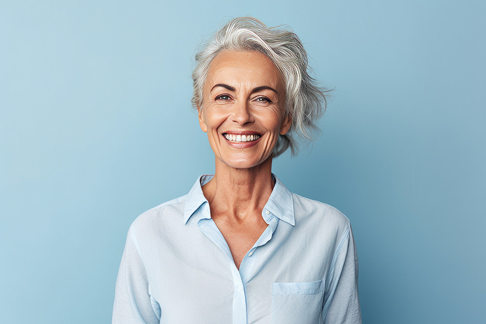 Portrait of happy senior woman looking at camera and smiling